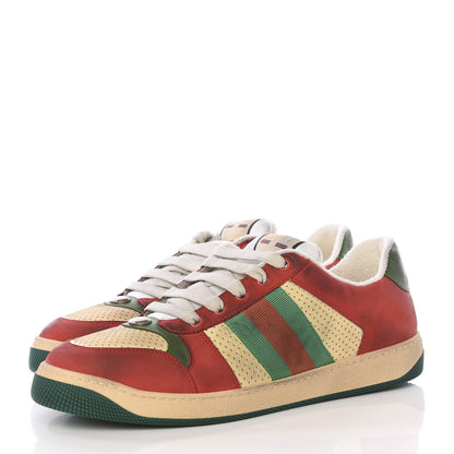 Gucci Nubuck Web Mens Screener Sneakers 10.5 Light Hibiscus Red Burro 2 of 8