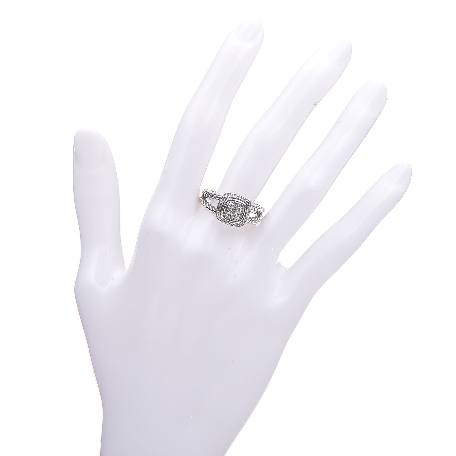 David Yurman Sterling Silver Diamond 7mm Petite Albion Pave Ring 57 8 8 of 12