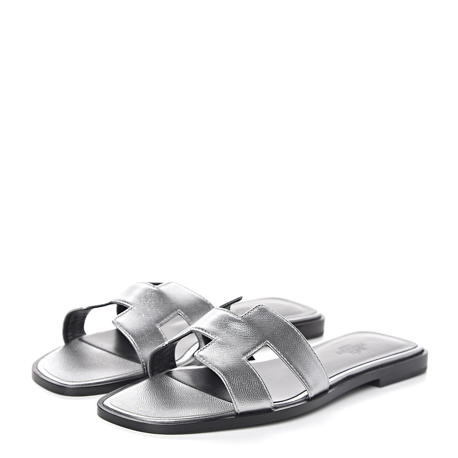 Hermes Metallic Epsom Oran Sandals 37 Argent 3 of 8