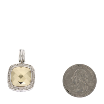 David Yurman Sterling Silver 18K Yellow Gold Diamond 14mm Albion Enhancer Pendant 2 of 3