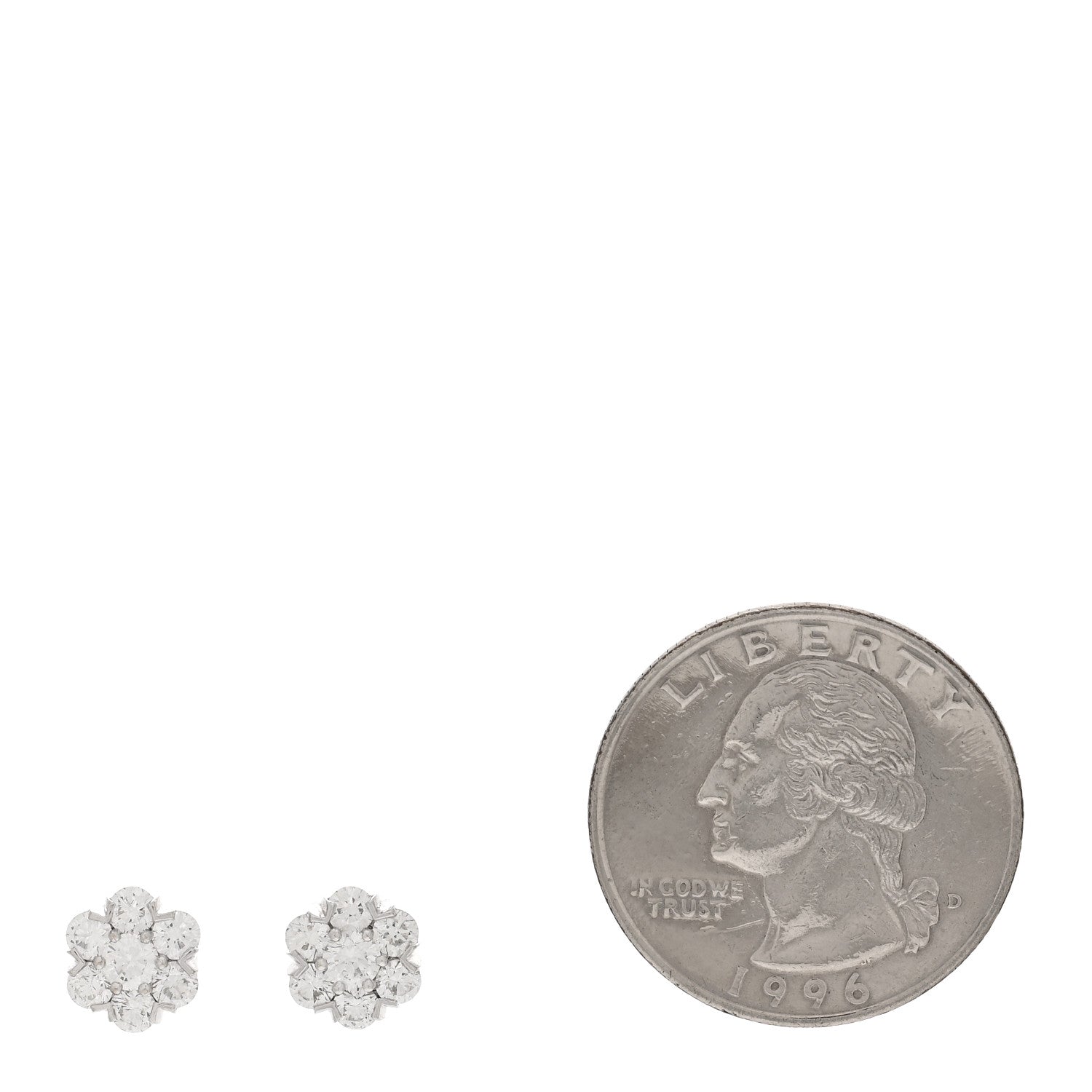 Van Cleef & Arpels 18K White Gold Diamond Fleurette Earrings 2 of 4