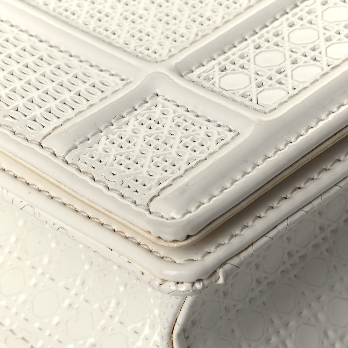 Patent Micro-Cannage Mini Diorama Flap Bag White