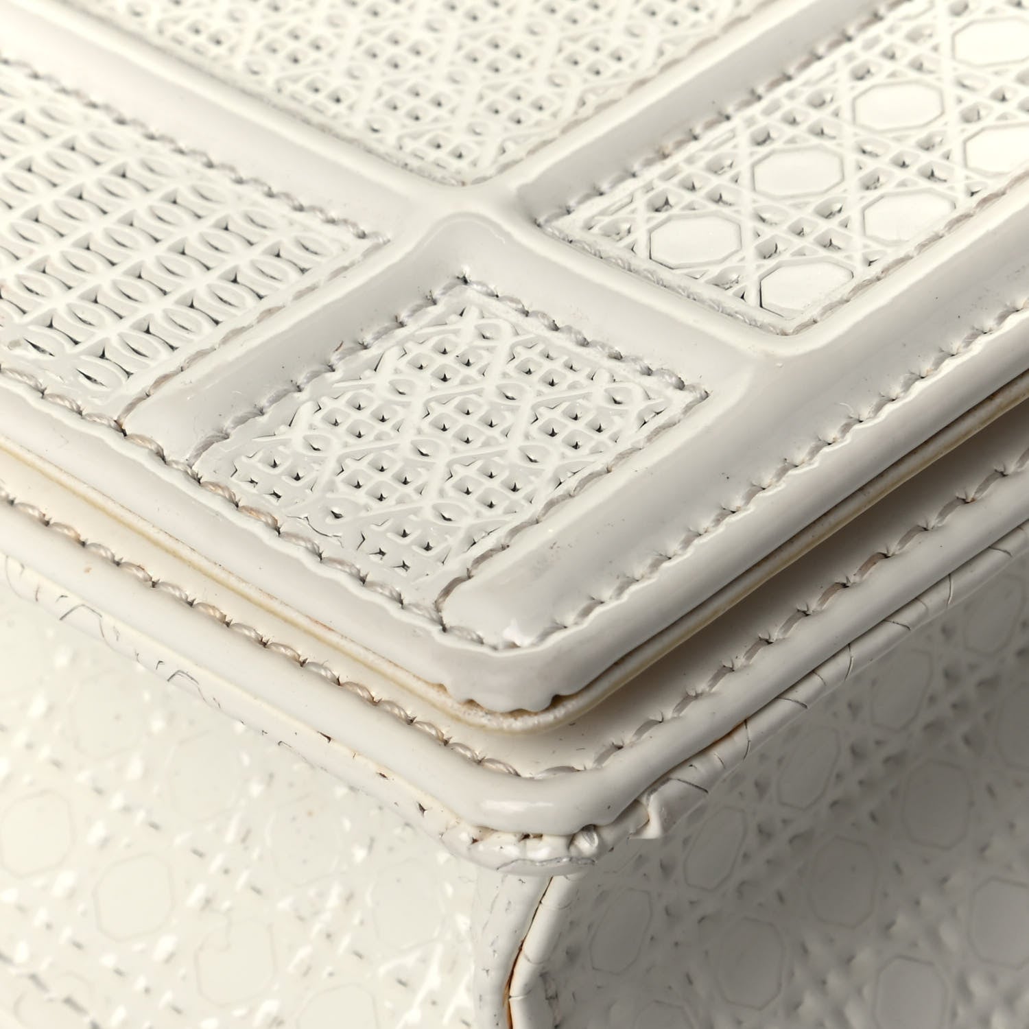 Christian Dior Patent Micro-Cannage Mini Diorama Flap Bag White 7 of 8