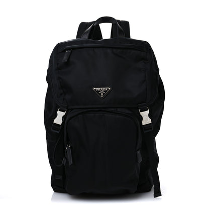 Prada Re-Nylon Saffiano Logo Double Buckle Backpack Black 1 of 9