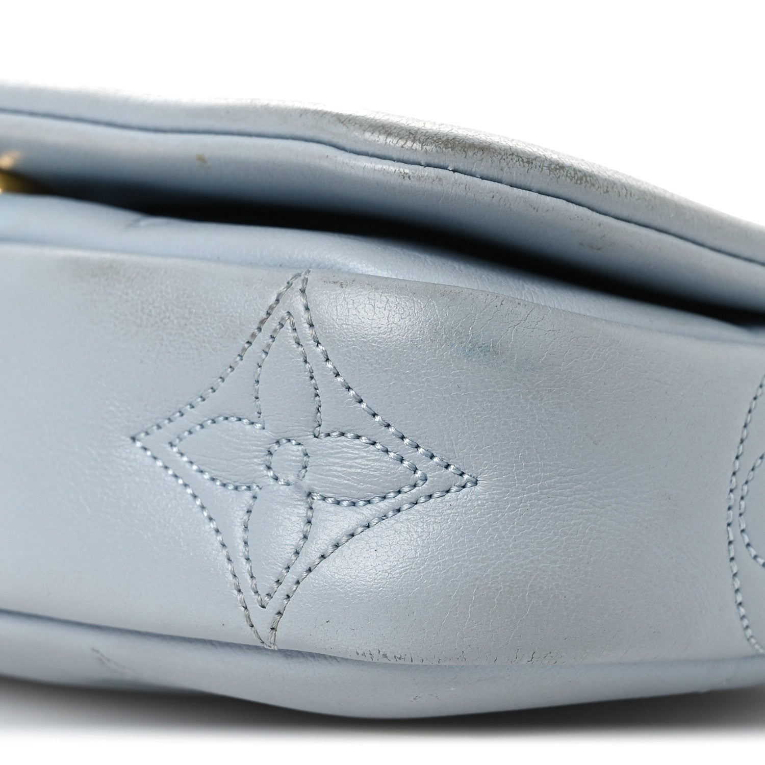 Louis Vuitton Calfskin Bubblegram Wallet On Strap Ice Blue 9 of 15