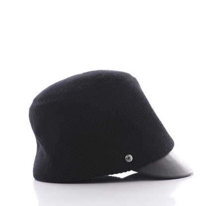 Hermes Wool Calfskin Hat Cap 57 Black 2 of 5