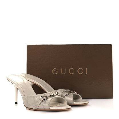 Gucci Guccissima Horsebit Mid Heel Slides 39.5 Mystic White 8 of 8