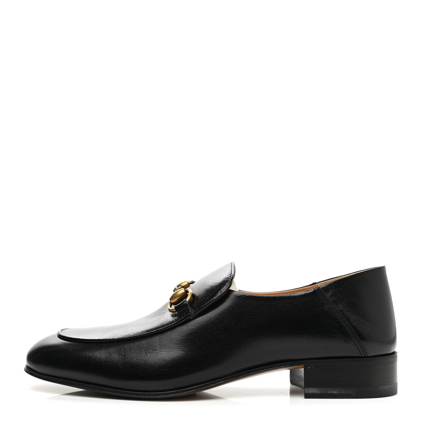Goatskin Womens Horsebit Mid-Heel Loafers 40 Black