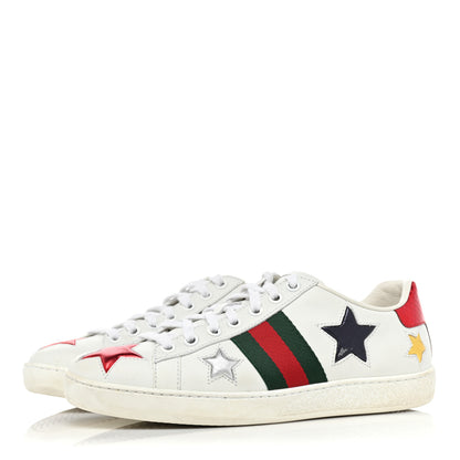 Gucci Calfskin Ayers Web Star Embroidered Womens Ace Sneakers 35.5 White Multi 3 of 11