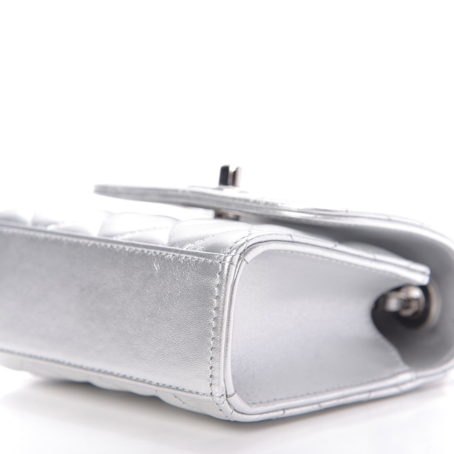 Chanel Metallic Lambskin Quilted Mini Trendy CC Clutch With Chain Silver 7 of 10