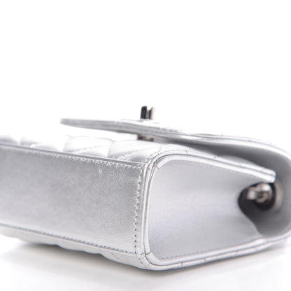 Chanel Metallic Lambskin Quilted Mini Trendy CC Clutch With Chain Silver 7 of 10
