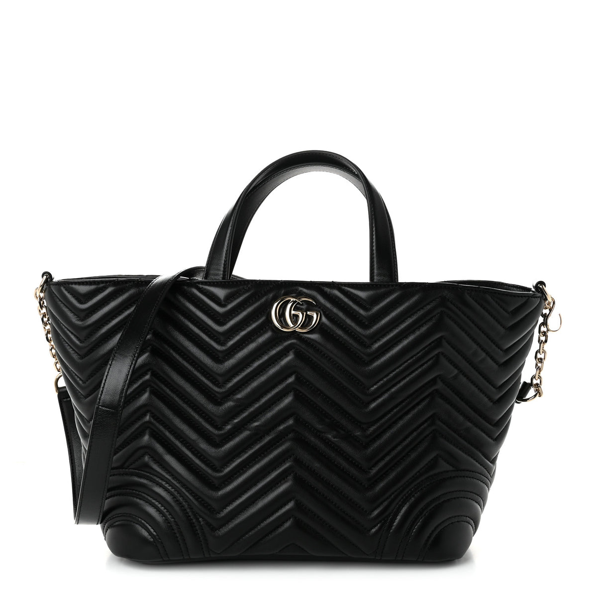 Gucci Lambskin Matelasse Medium GG Marmont Betty Tote Bag Black 1 of 9
