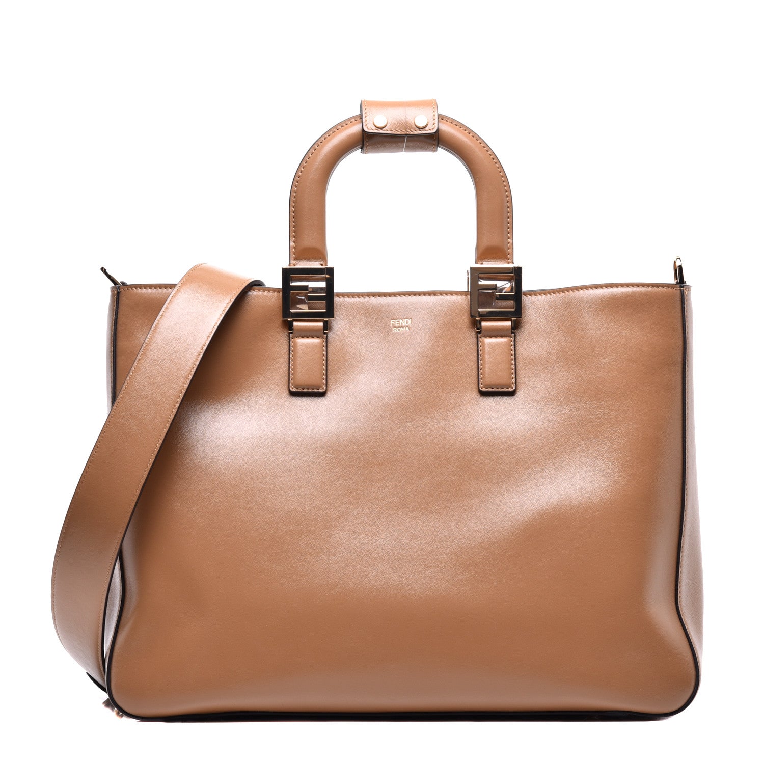 Fendi Vitello Glacier Medium FF Tote Nocciola 1 of 10