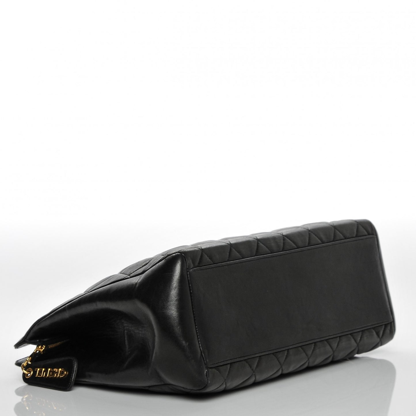 Quilted Lambskin Shopping Tote Black