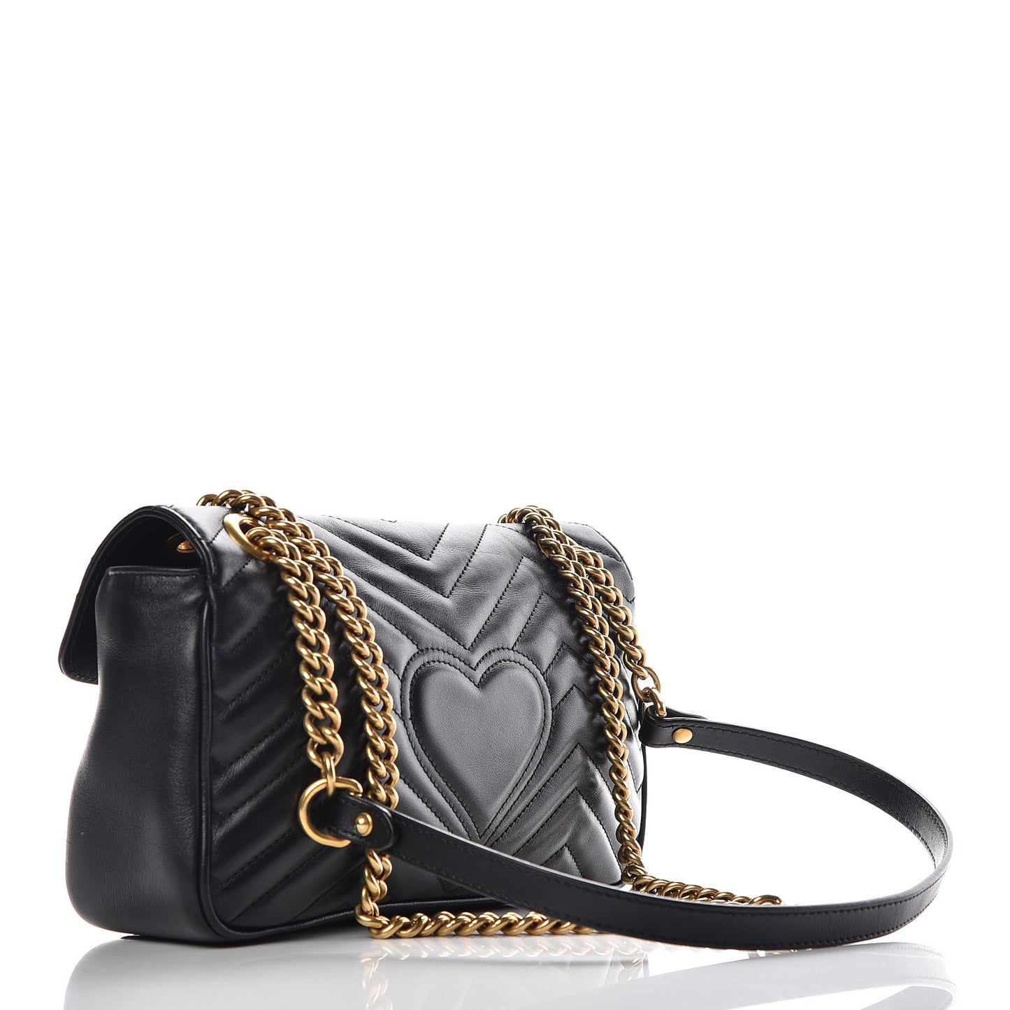 Calfskin Matelasse Small GG Marmont Shoulder Bag Black