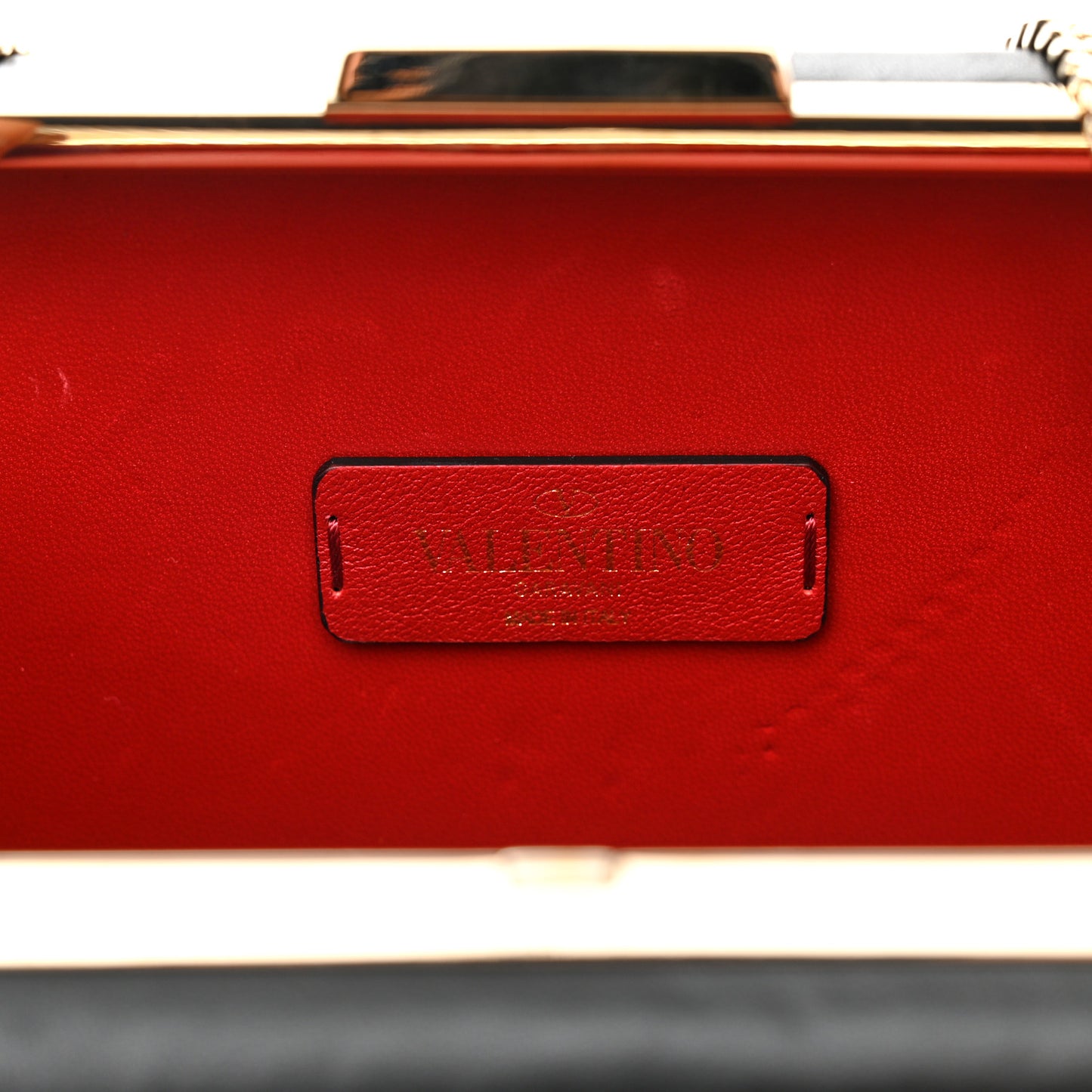 Calfskin VLTN Minaudiere Chain Clutch Black