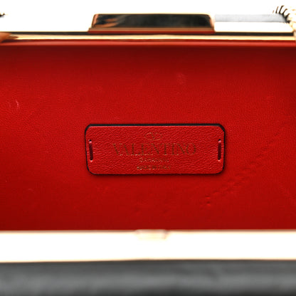 Valentino Garavani Calfskin VLTN Minaudiere Chain Clutch Black 6 of 11