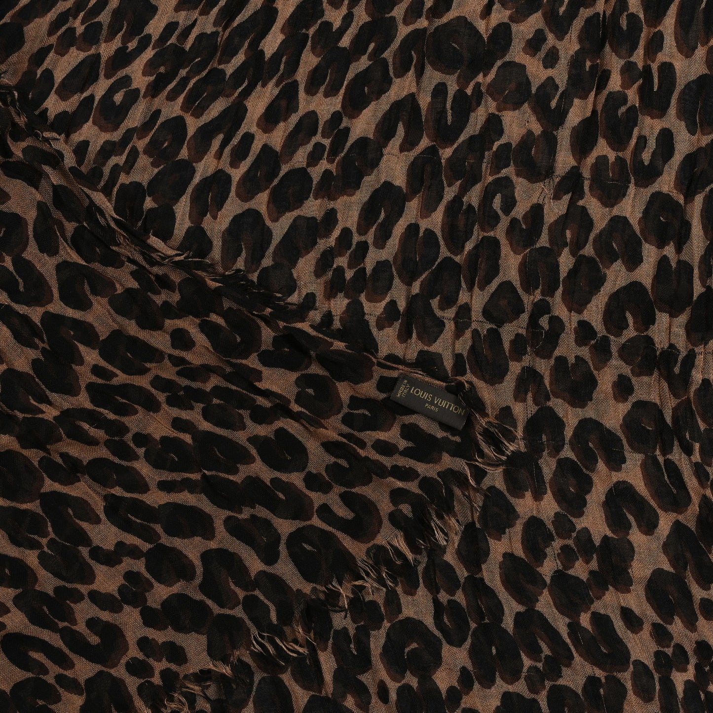 Cashmere Silk Leopard Etole Stole Marron