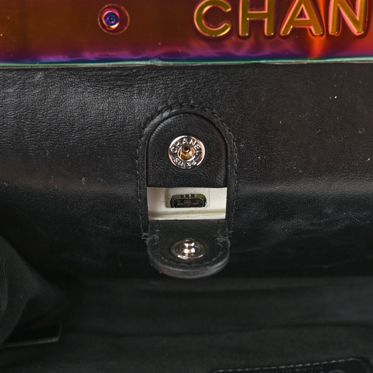 Chanel Lambskin LED Iridescent Metal Medium Boy Flap Black Multicolor 11 of 13