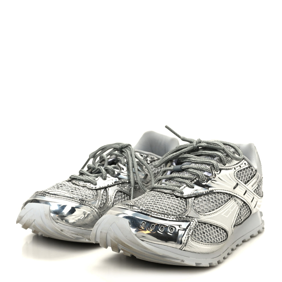 Bottega Veneta Calfskin Fishnet Fabric Orbit Sneakers 39 Silver 1869473 ...