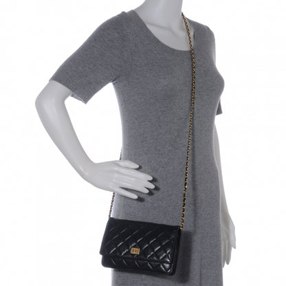 Chanel Aged Calfskin Reissue Wallet On Chain WOC Black 2 of 8