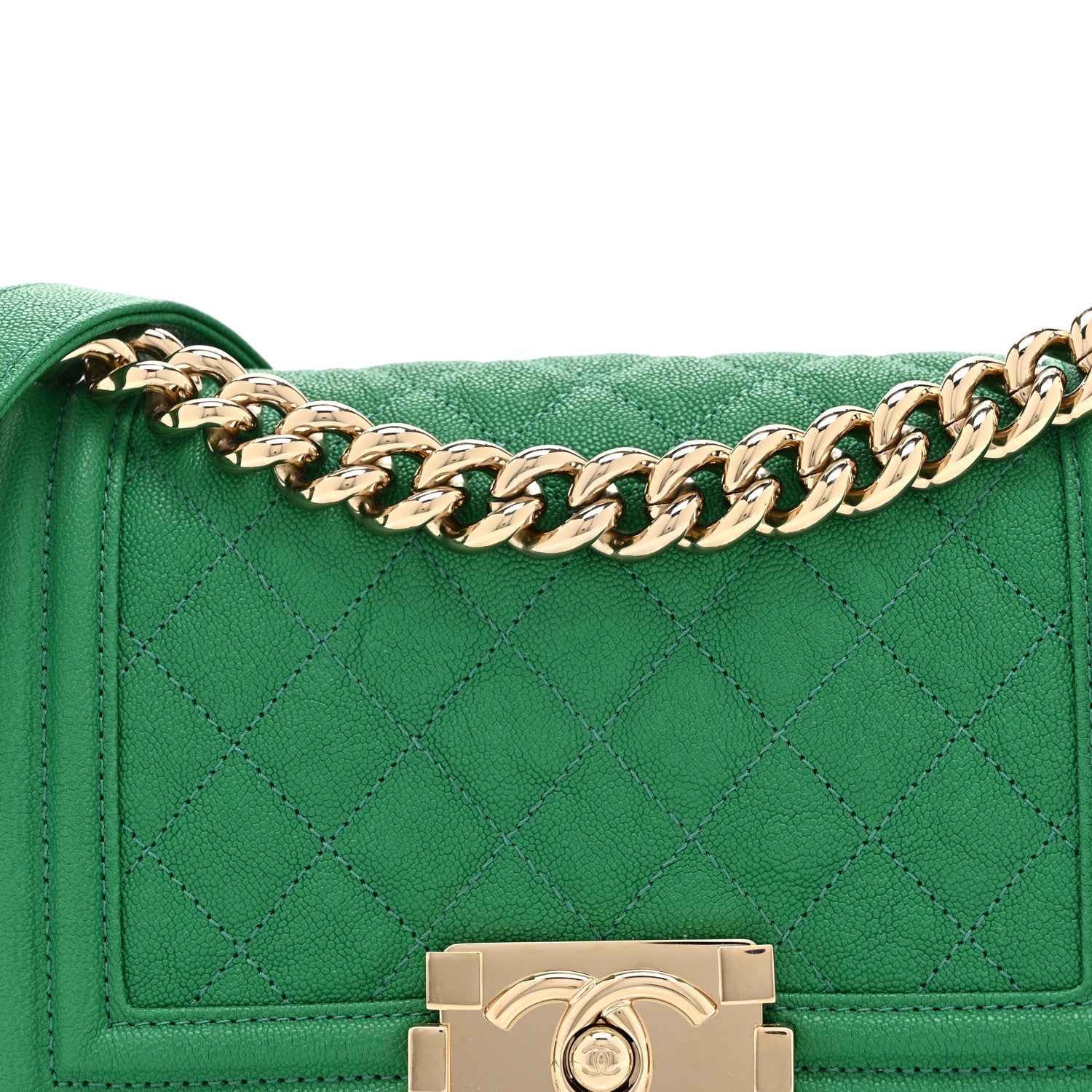 Chanel Caviar Quilted Small Boy Flap Green 8 of 10