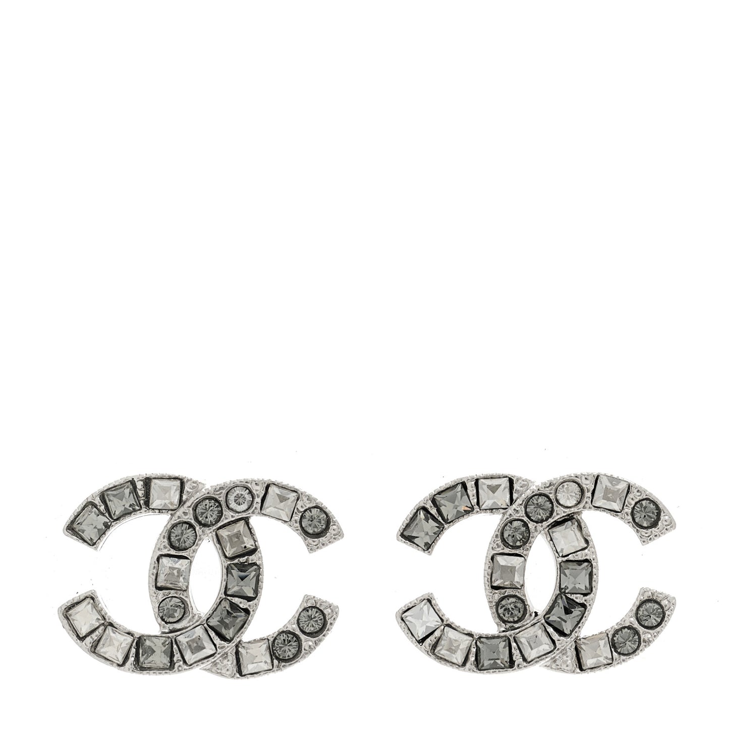 Baguette Crystal CC Earrings Silver