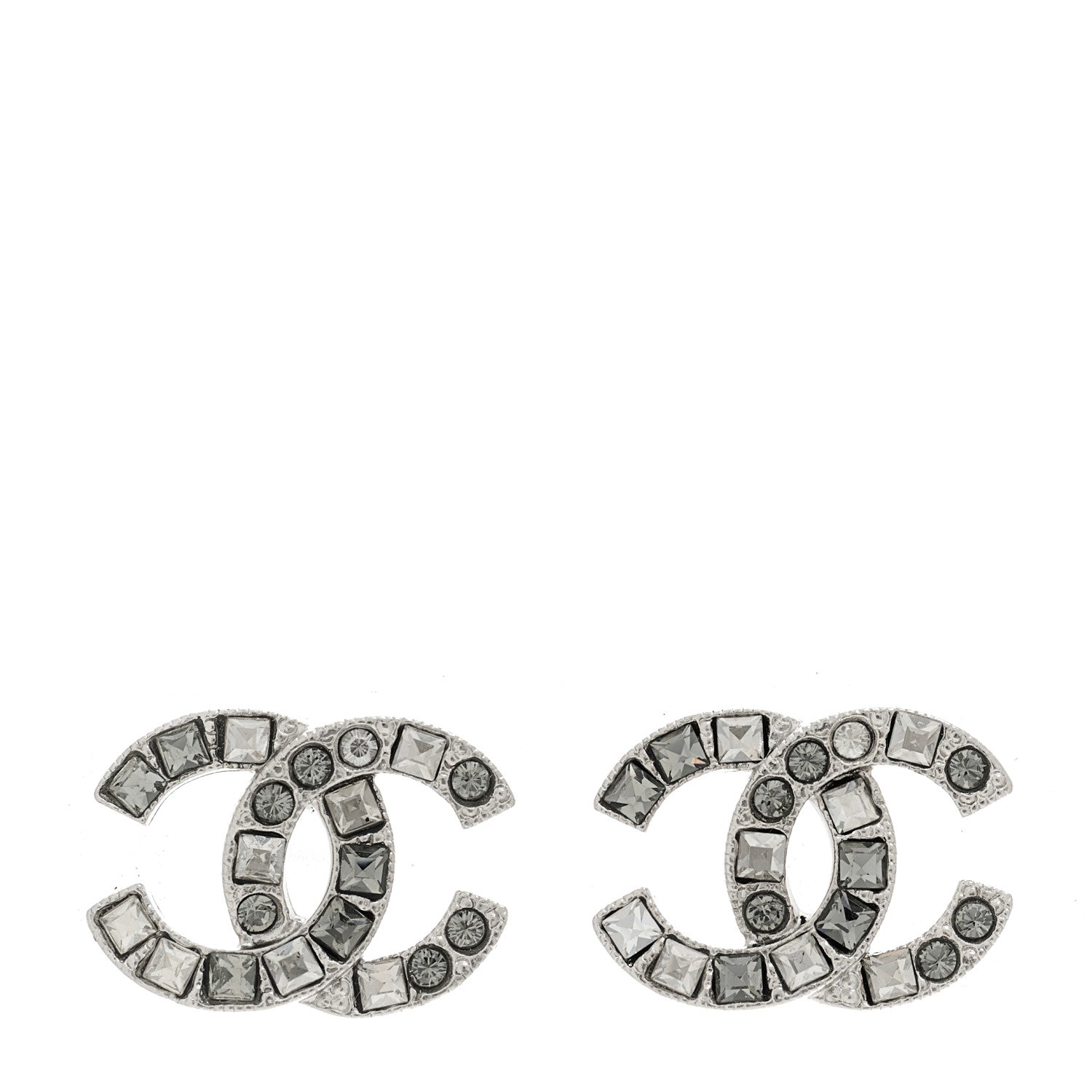 Chanel Baguette Crystal CC Earrings Silver 1 of 5