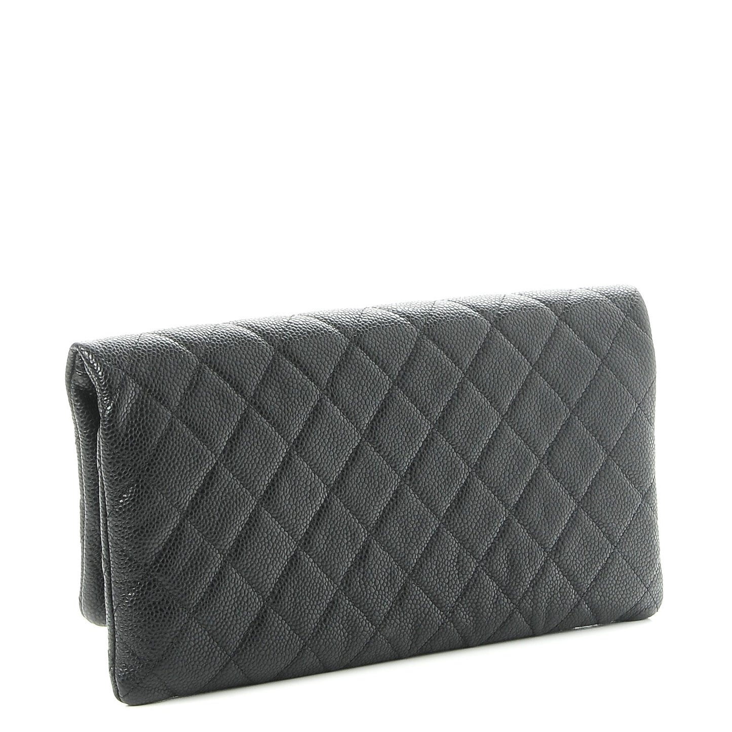 Caviar Quilted CC Beauty Clutch Black