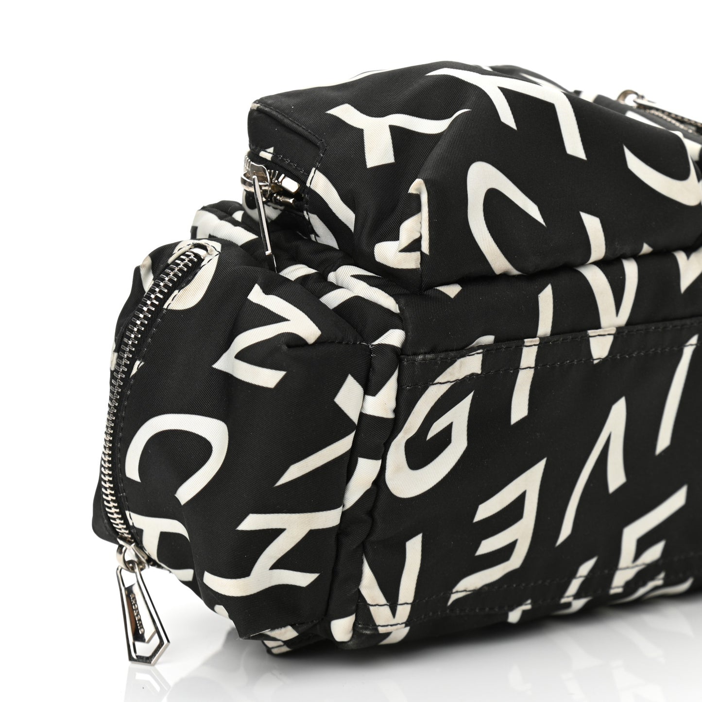 Nylon Allover Logo Belt Bag Black