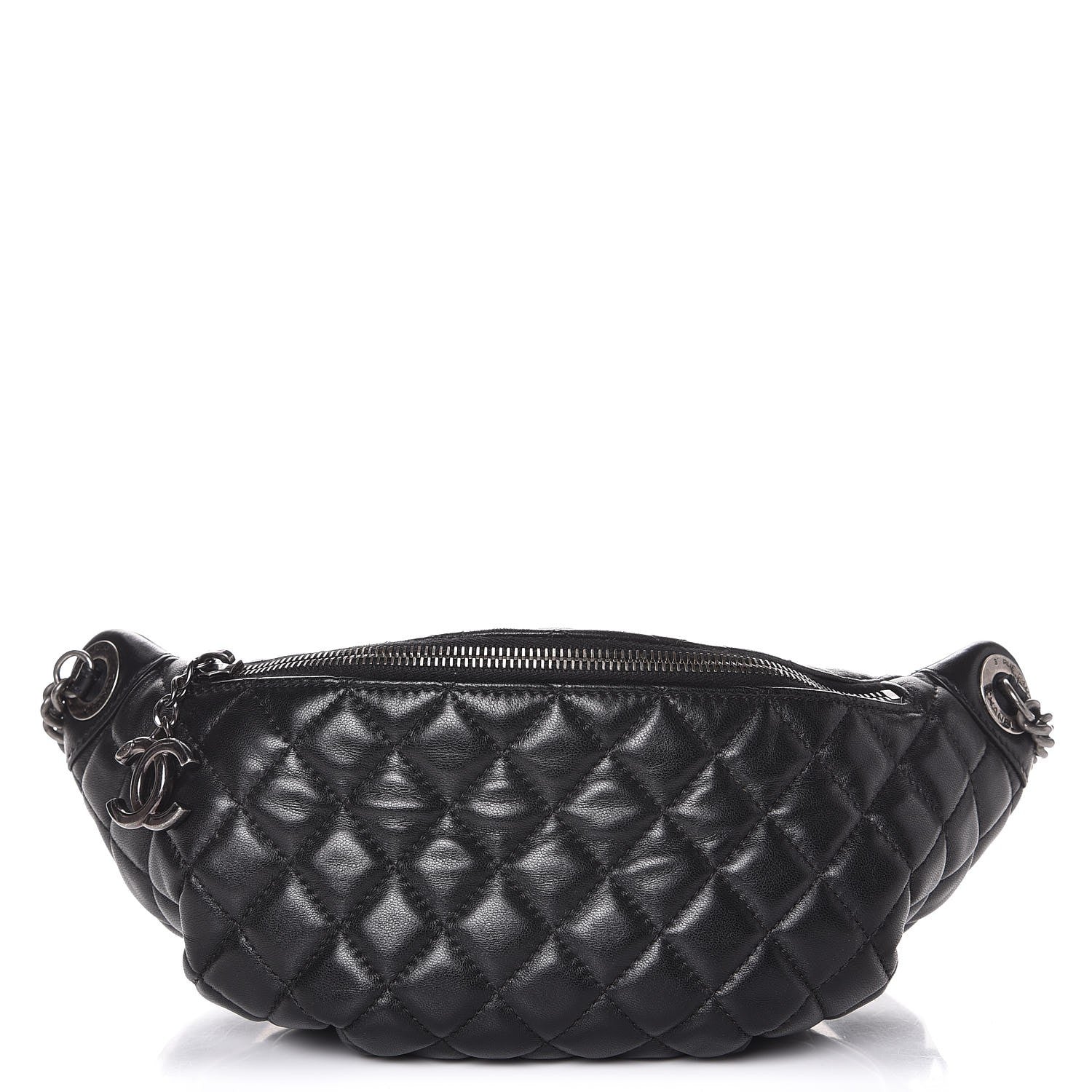 Chanel Lambskin Quilted Banane Waist Bag Fanny Pack Black 1 of 8