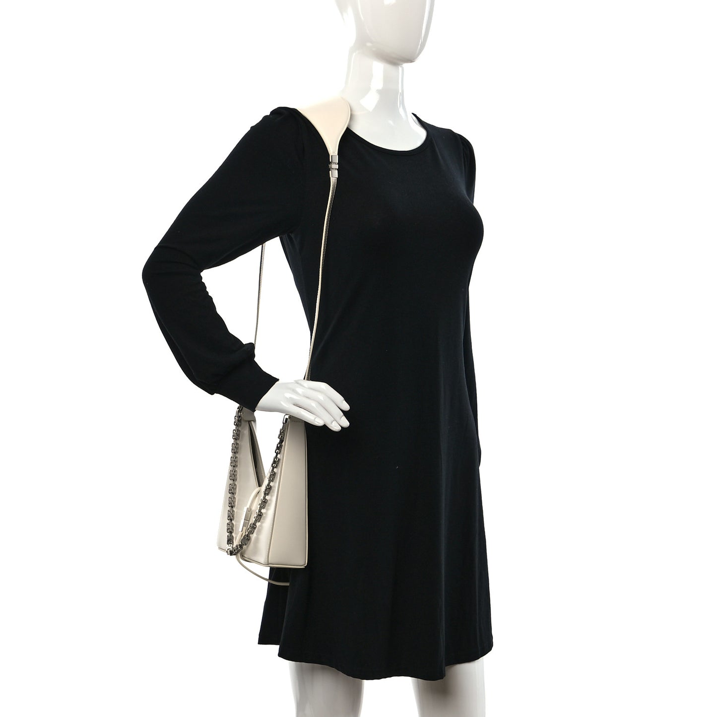 Box Calfskin Small Cut Out Shoulder Bag Ivory