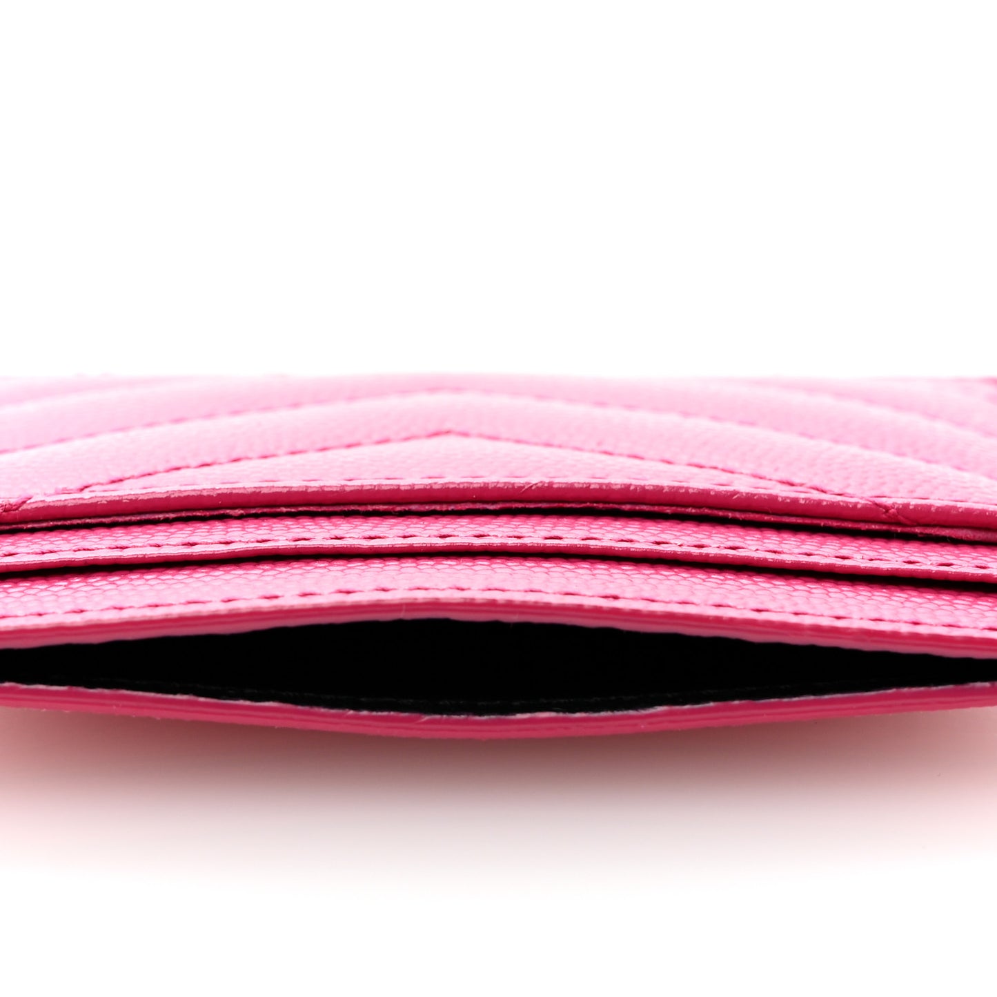 Grain De Poudre Matelasse Chevron Monogram Credit Card Case Fresh Fuxia