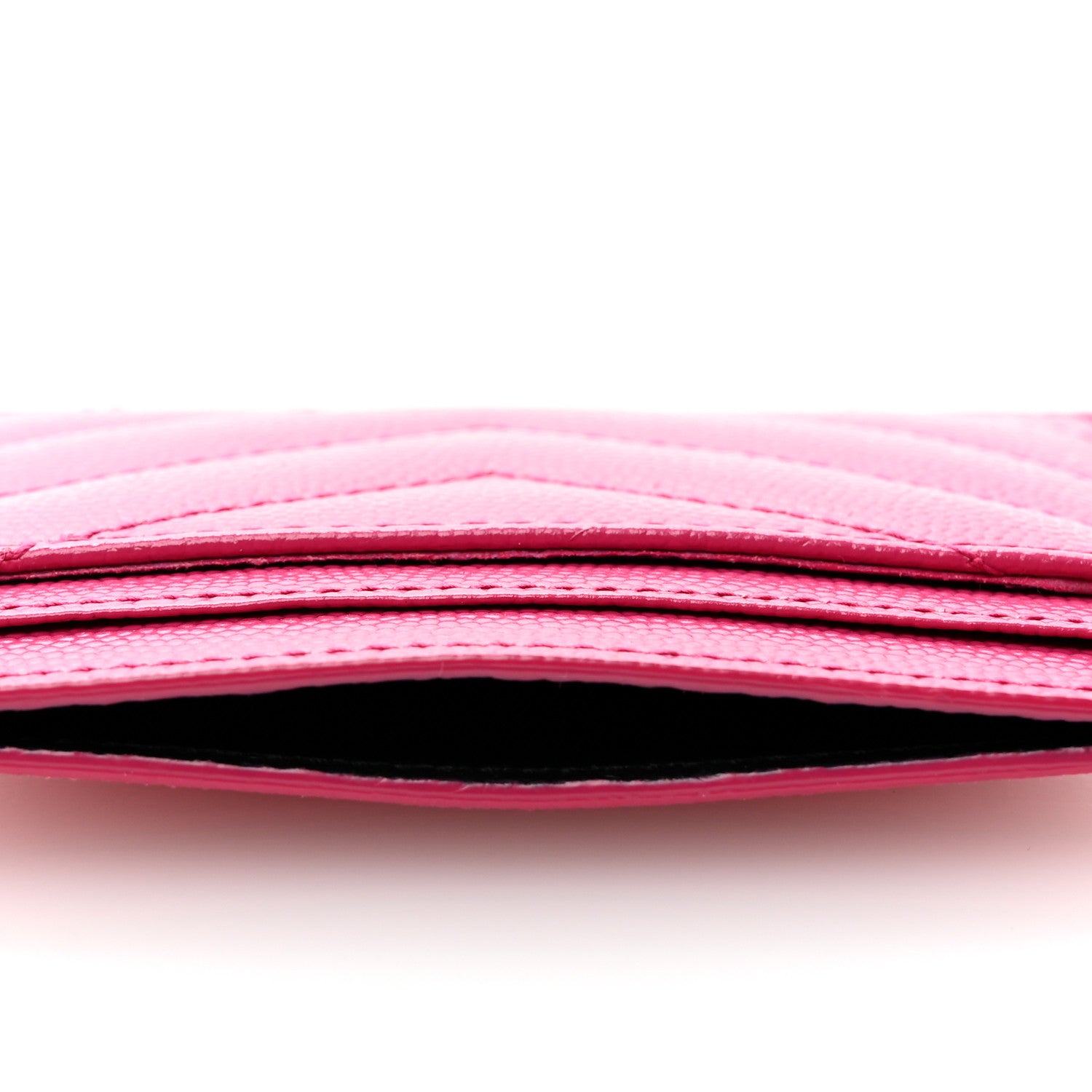 Saint Laurent Grain De Poudre Matelasse Chevron Monogram Credit Card Case Fresh Fuxia 8 of 11