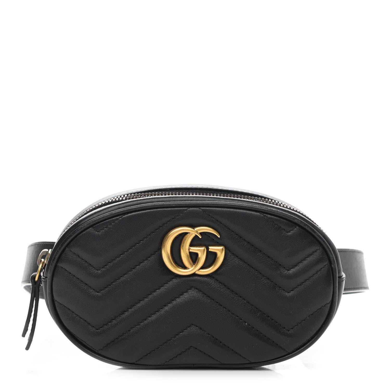 Gucci Calfskin Matelasse GG Marmont Belt Bag 85 34 Black 1 of 9