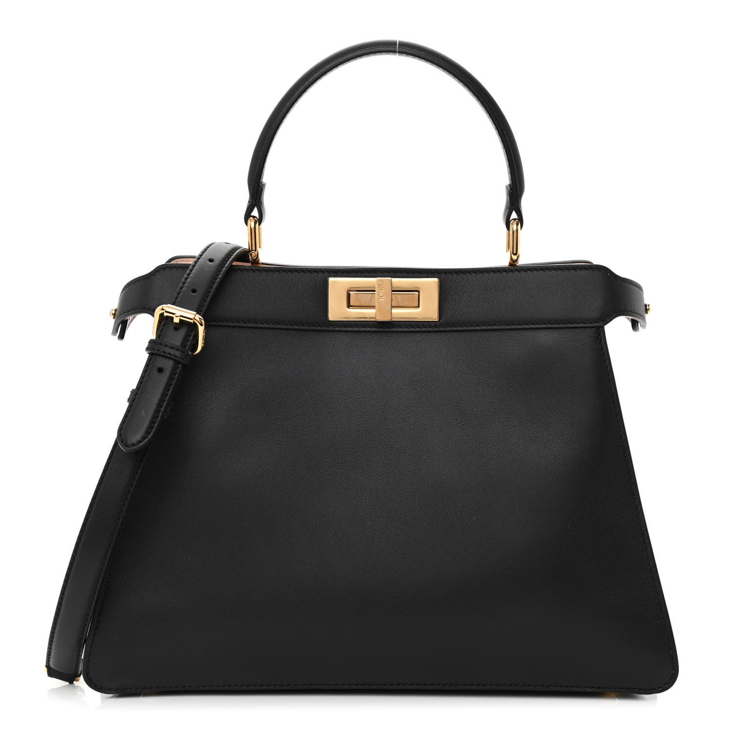 Vitello Seta Shiny Nappa Medium Peekaboo I SEE U Satchel Black Light Rose