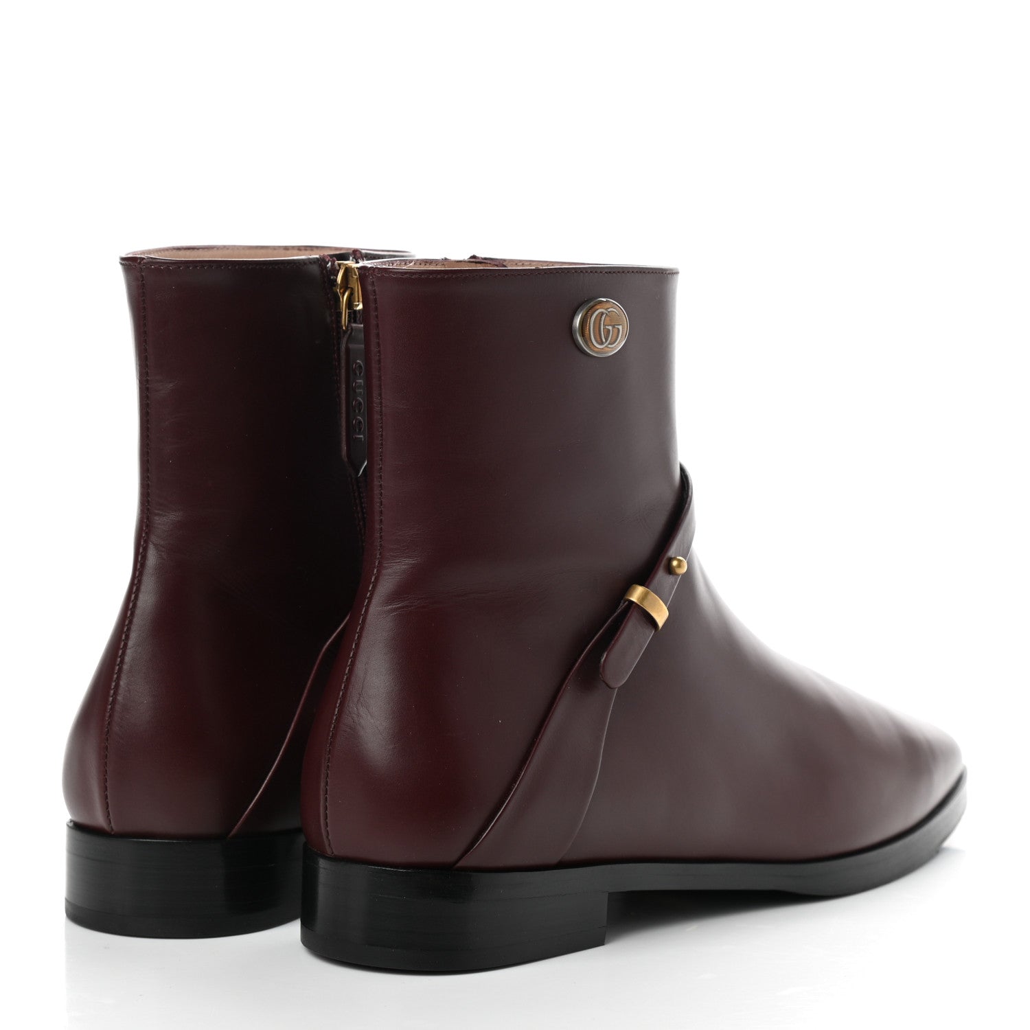 Gucci Calfskin Womens GG Ankle Boots 37 Vintage Bordeaux 4 of 8