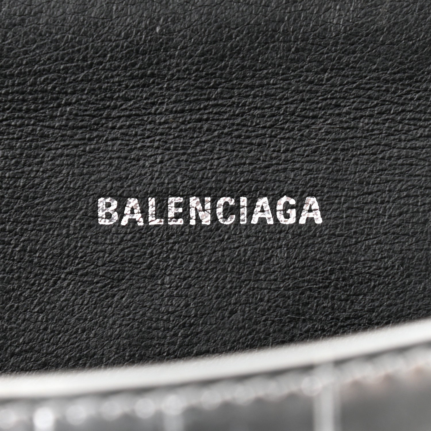 Balenciaga Metallic Calfskin Crocodile Embossed Hourglass Top Handle Bag XS Silver 6 of 13