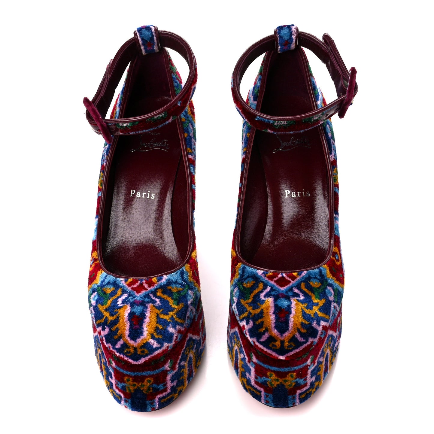 Velvet Broderie Tapis Loubi Mystery Yazefir 130mm Platform Pumps 39 Multicolor
