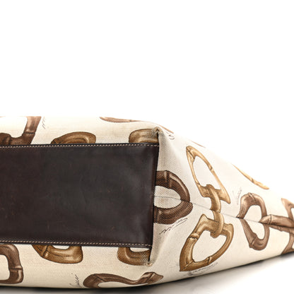 Gucci Canvas Bamboo Horsebit Print Tote White 9 of 15
