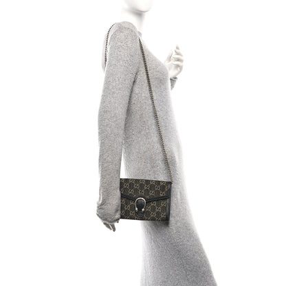 Gucci Jacquard Black Denim GG Monogram Mini Dionysus Chain Wallet Black Ivory 2 of 11