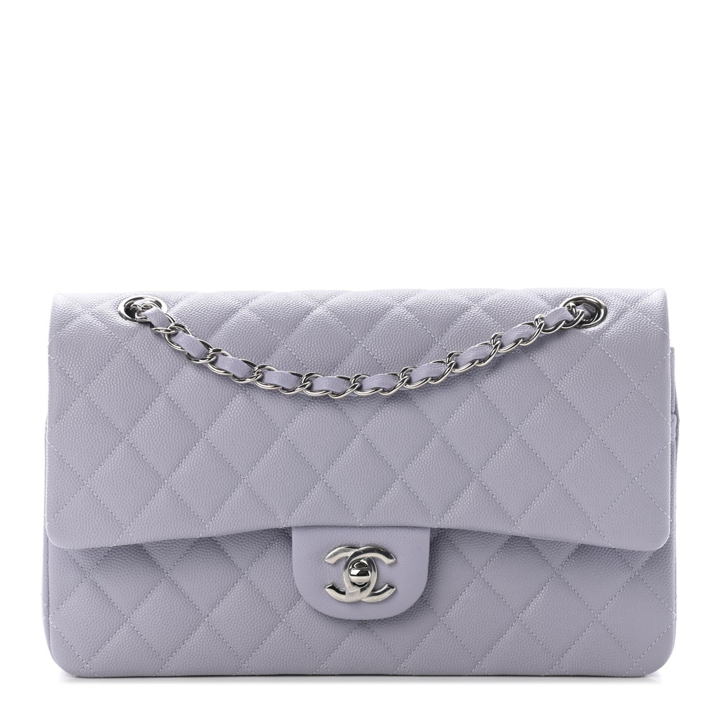 Caviar Quilted Medium Double Flap Light Purple