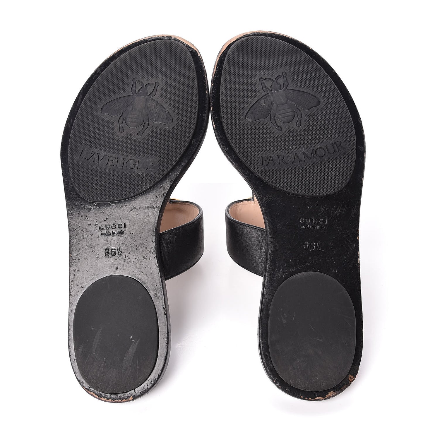 Calfskin GG Marmont Thong Sandals 36.5 Black