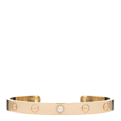 Cartier 18K Yellow Gold 1 Diamond LOVE Cuff Bracelet 16 1 of 4