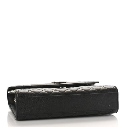 Saint Laurent Grain De Poudre Textured Mixed Matelasse Triquilt Medium Monogram Satchel Black 3 of 9