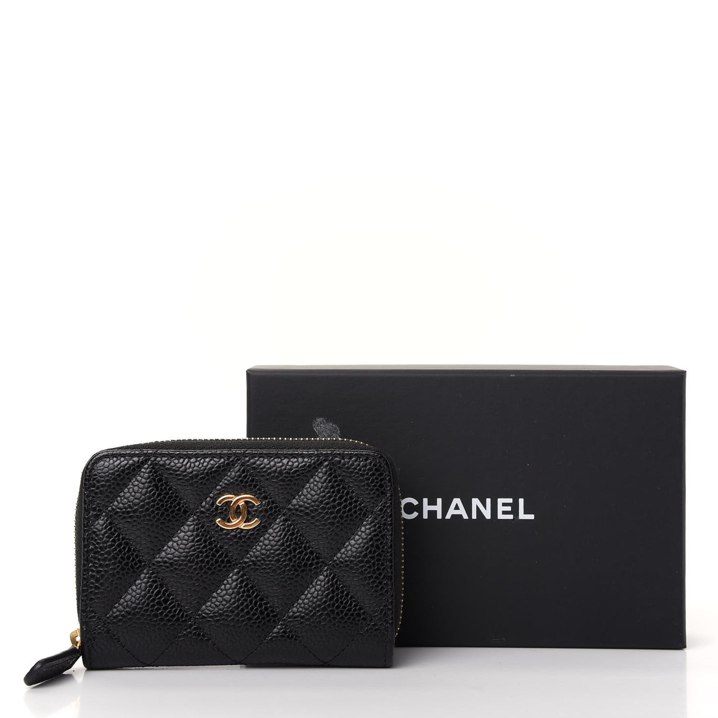 Caviar Quilted Zip Coin Purse Black