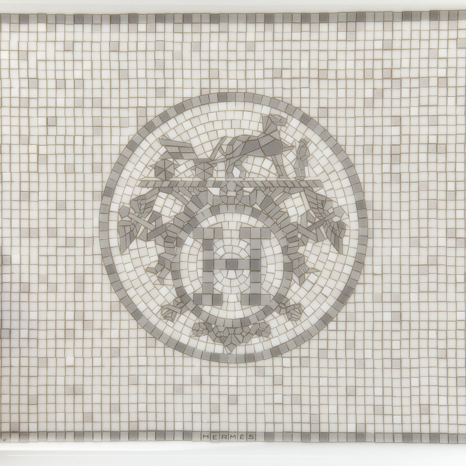 Hermes Porcelain Mosaique Au 24 Sushi Plate Platine 4 of 6