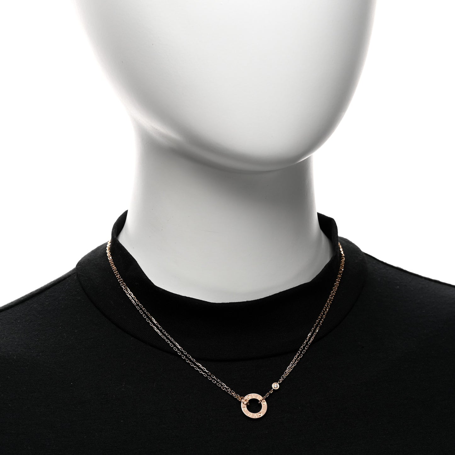 18K Pink Gold 2 Diamond LOVE Necklace