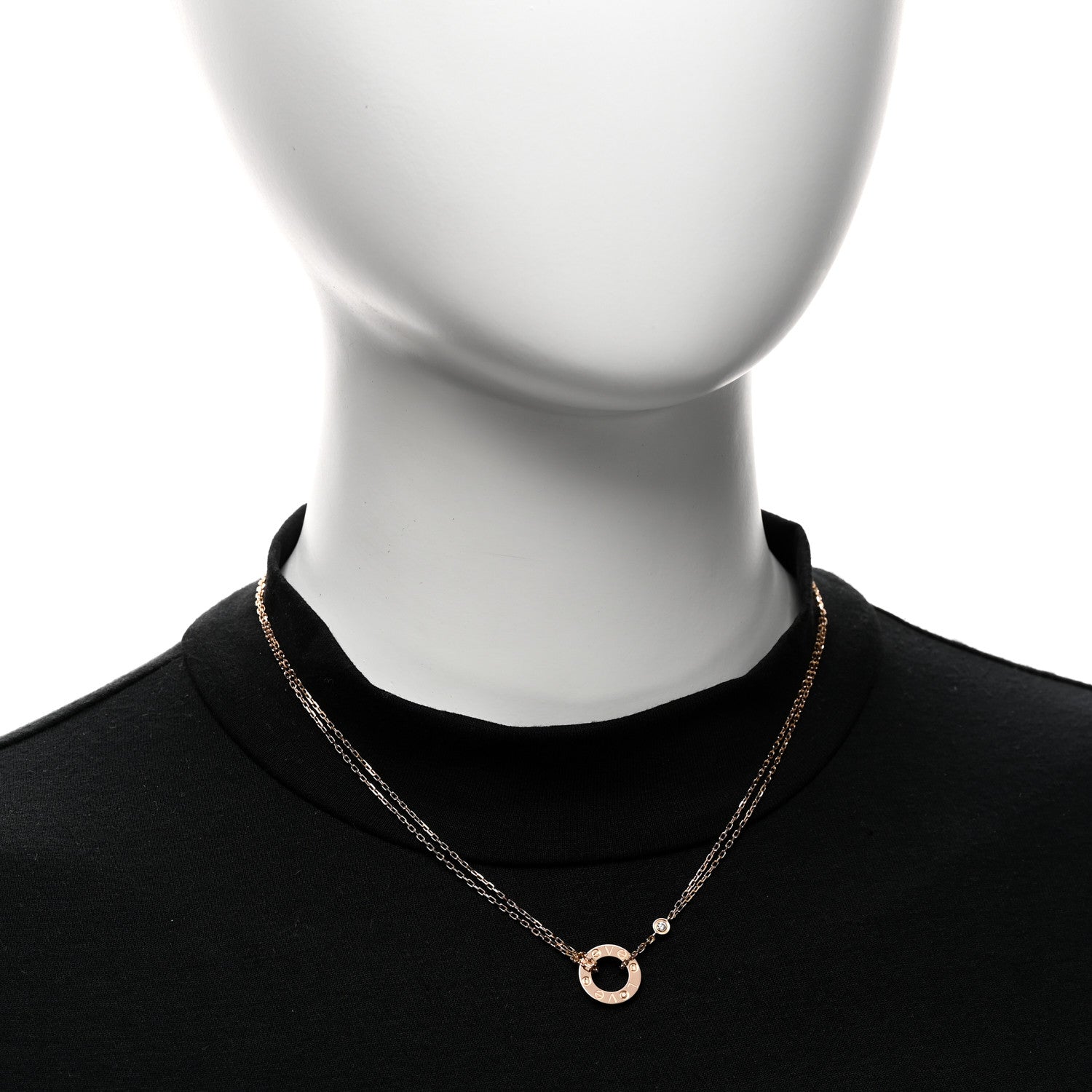 Cartier 18K Pink Gold 2 Diamond LOVE Necklace 2 of 5