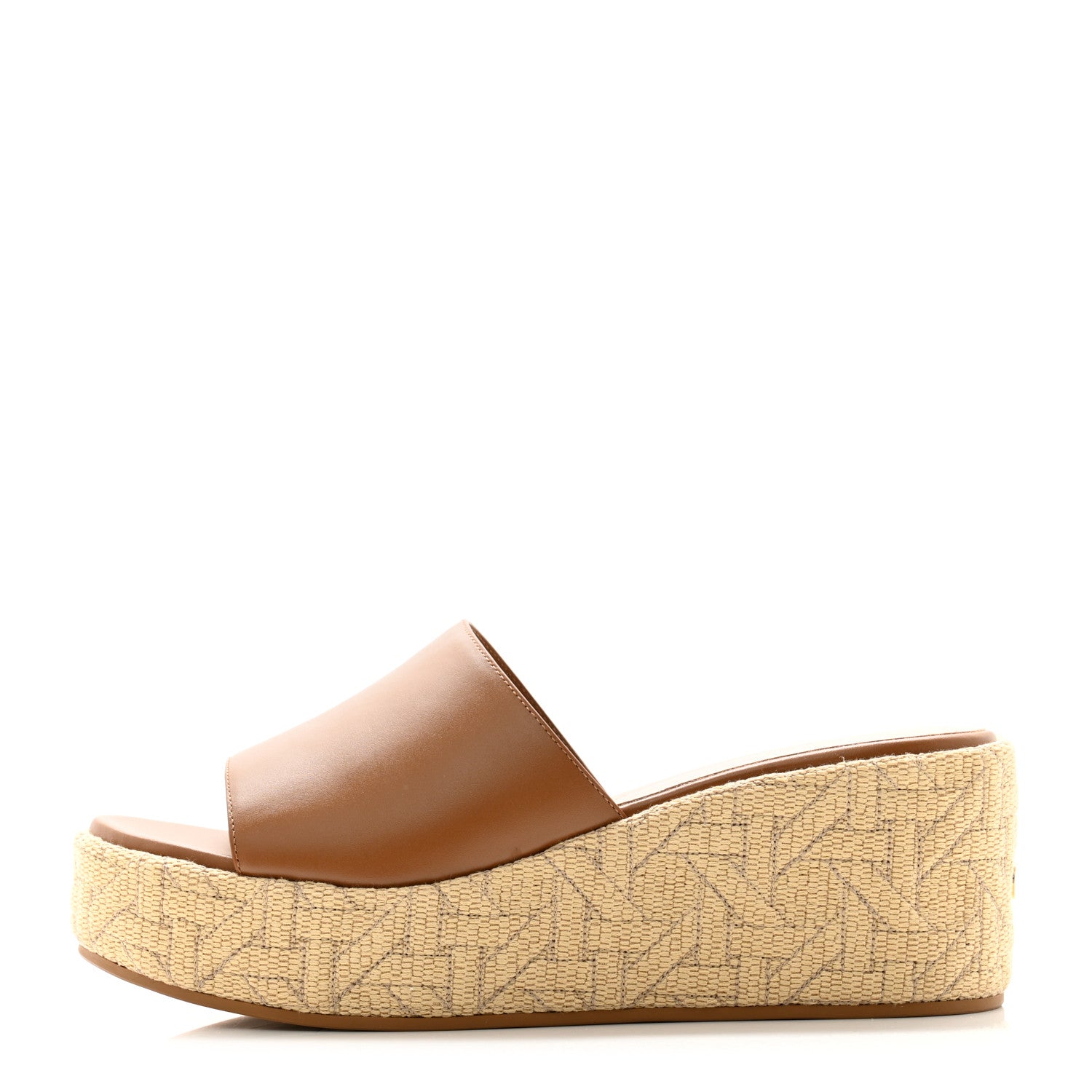 Christian Dior Calfskin Graphic Cannage Attitude Dior Wedge Slide 37.5 Camel 1 of 8